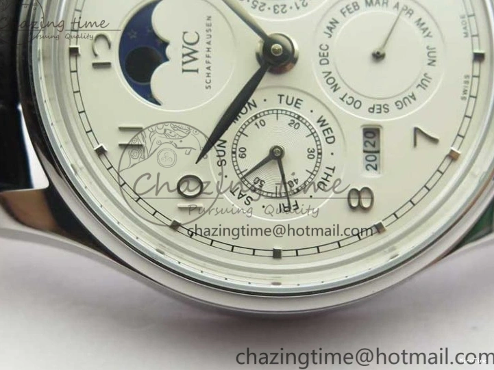 MIROTIME 0216 Portugieser Perpetual Calendar IW503301 V9F 1:1 Best Edition Silver Dial on Black Leather Strap A EyeCatching 7116